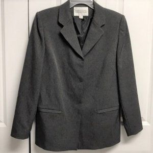 Executive Dark Gray Lined Zipper Pockets Business Blazer Size 10P